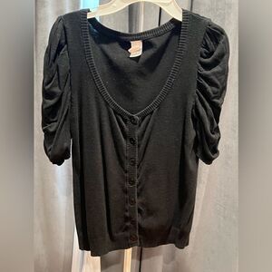 Aqua shot puff sleeve cardigan
